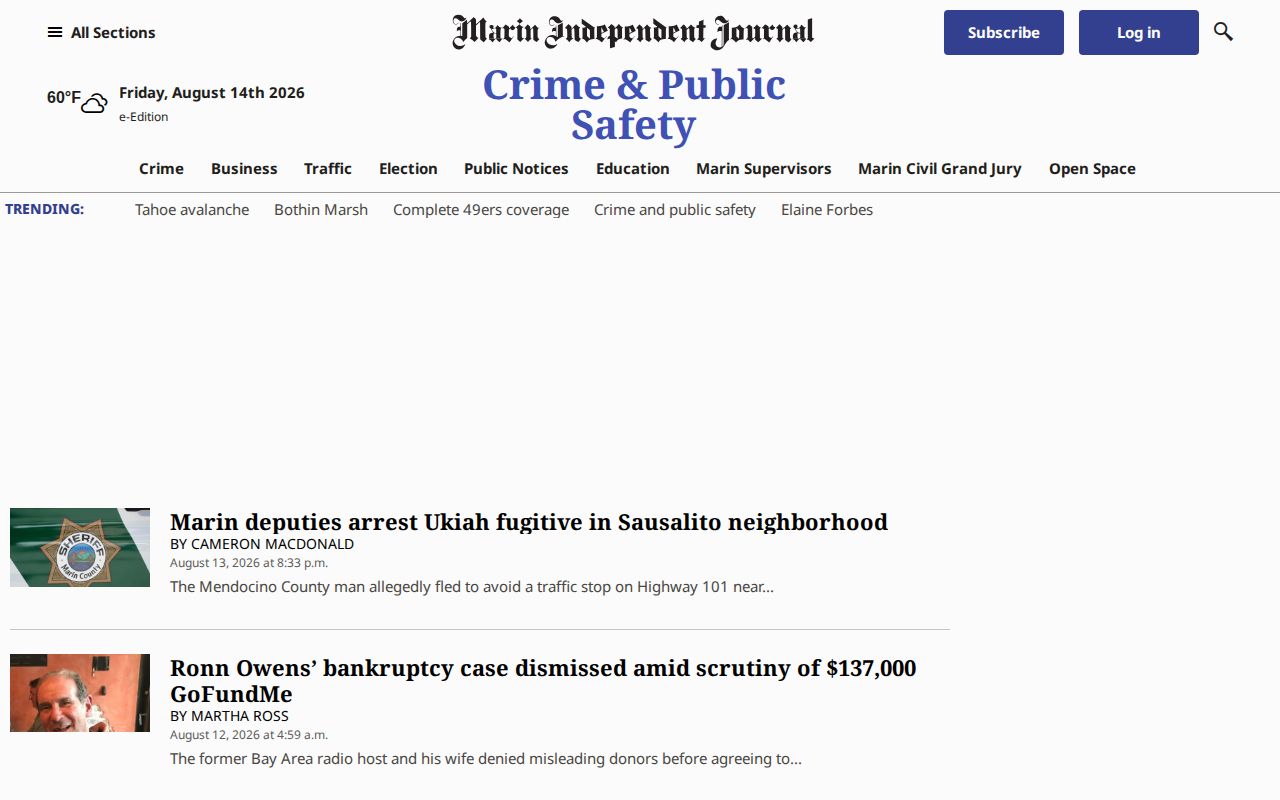 Marin County crime and arrest news records at the Marin Independent Journal