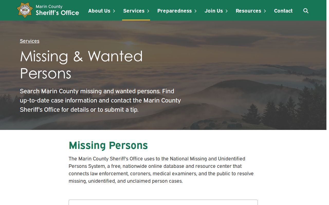Marin County Sheriff wanted-person record list